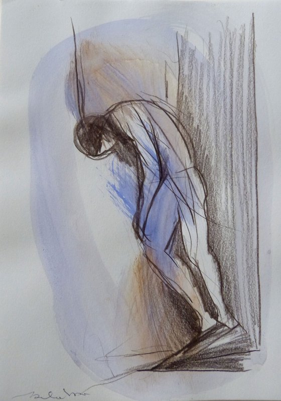 Fatigue, pencil drawing 21x29 cm - EXCLUSIVE to Artfinder
