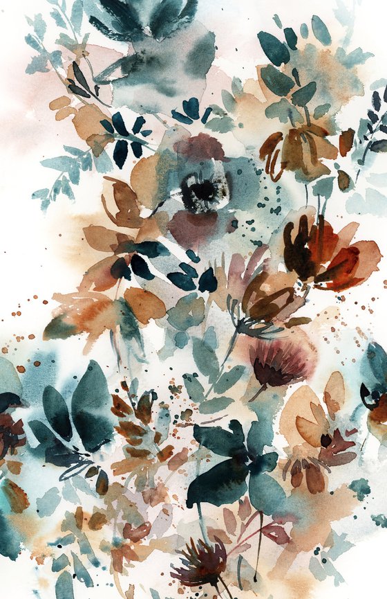 Abstract Florals Watercolor Painting 2 set