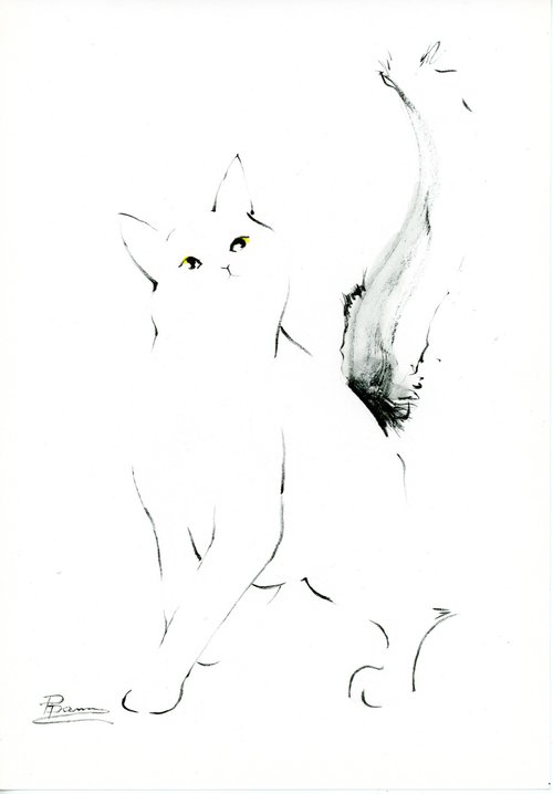 Cat 5 (cycle of minimalist cats) by Olga Shefranov (Tchefranov)