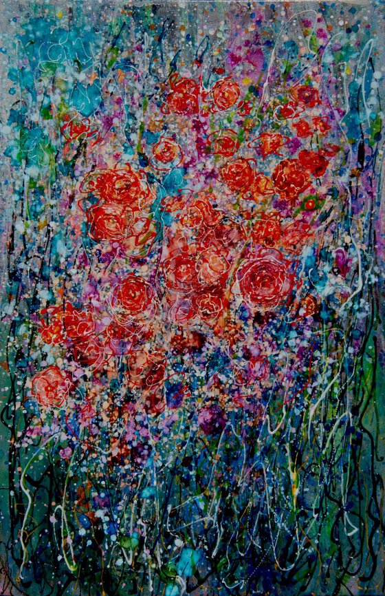 Oh, these spring flowers!  11"X17"X0.5" by OLena Art