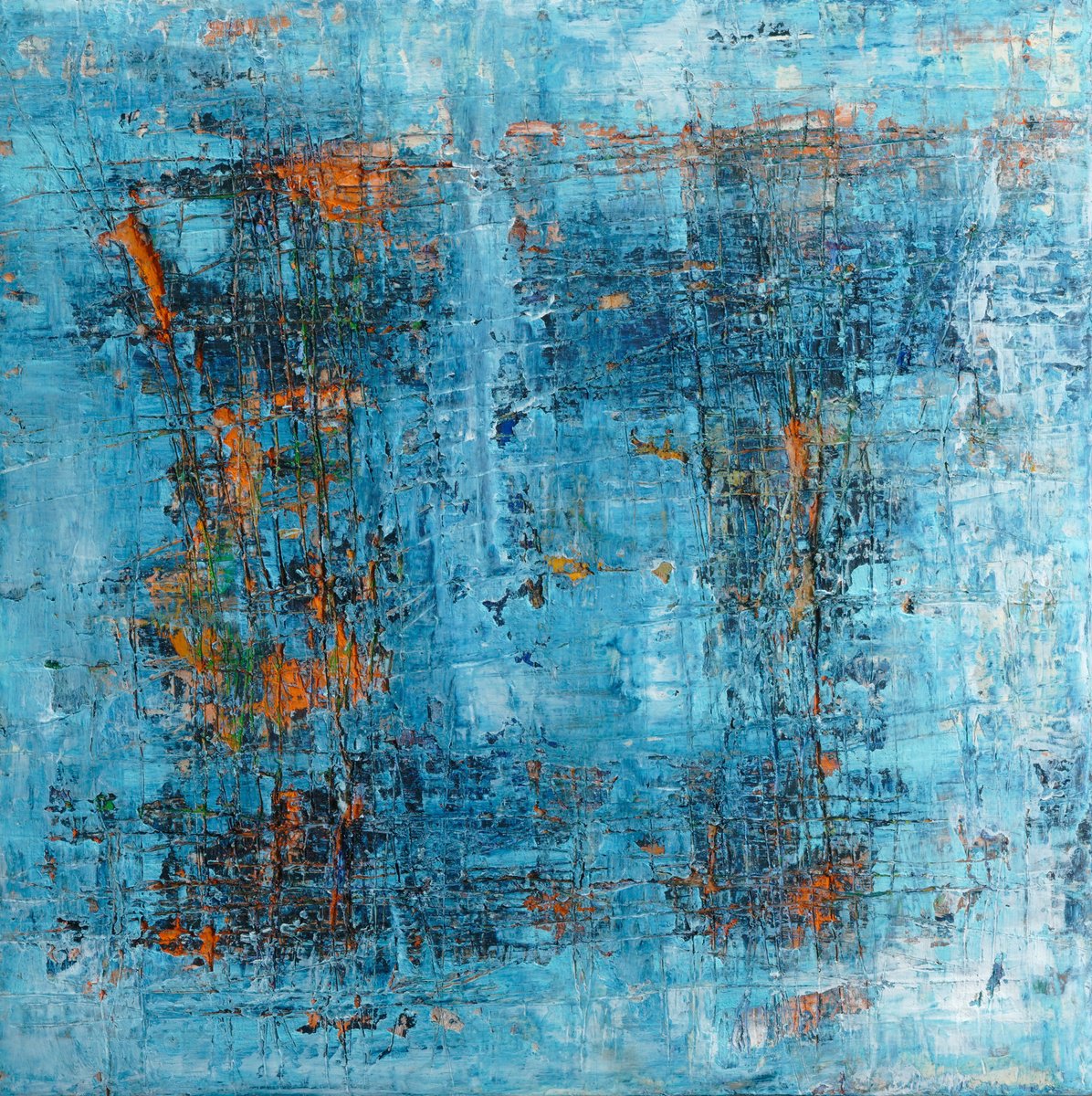 Abstract Oil Painting By Martin Sieverding, 16 X 16", Untitled, Original Artwork