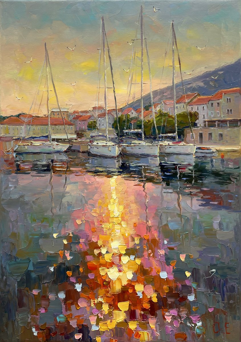 Yachts At The Pier By Evgeny Chernyakovsky, 20 X 27, Artwork For Sale On Artfinder