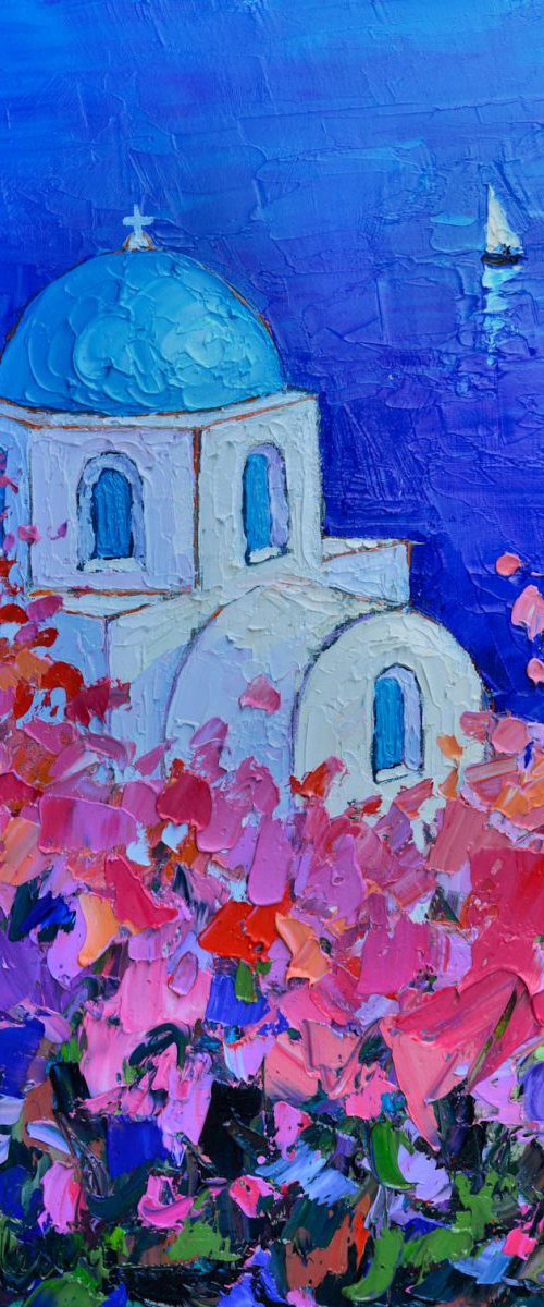 SANTORINI IMPRESSION - FULL BLOOM IN SANTORINI GREECE by ANA MARIA EDULESCU