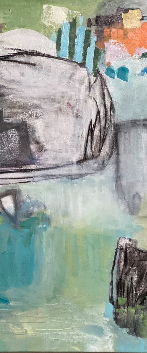 Dancing Alone in My Room - playful bold whimsical abstract painting by Kat Crosby