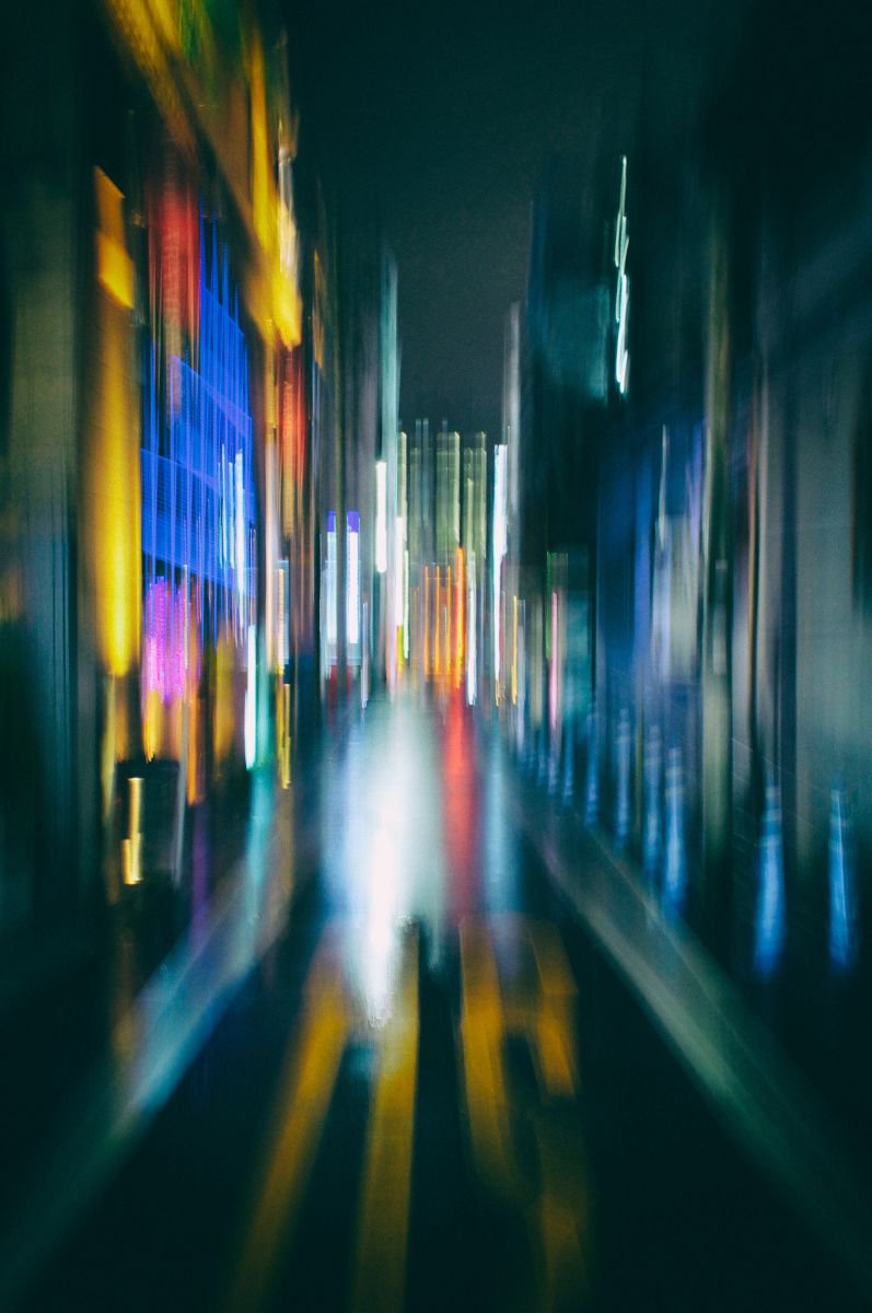 Abstract Cityscapes Photograph By Marc Ehrenbold, 30 X 40", Neon Dreams : Tokyo #3, Original Artwork