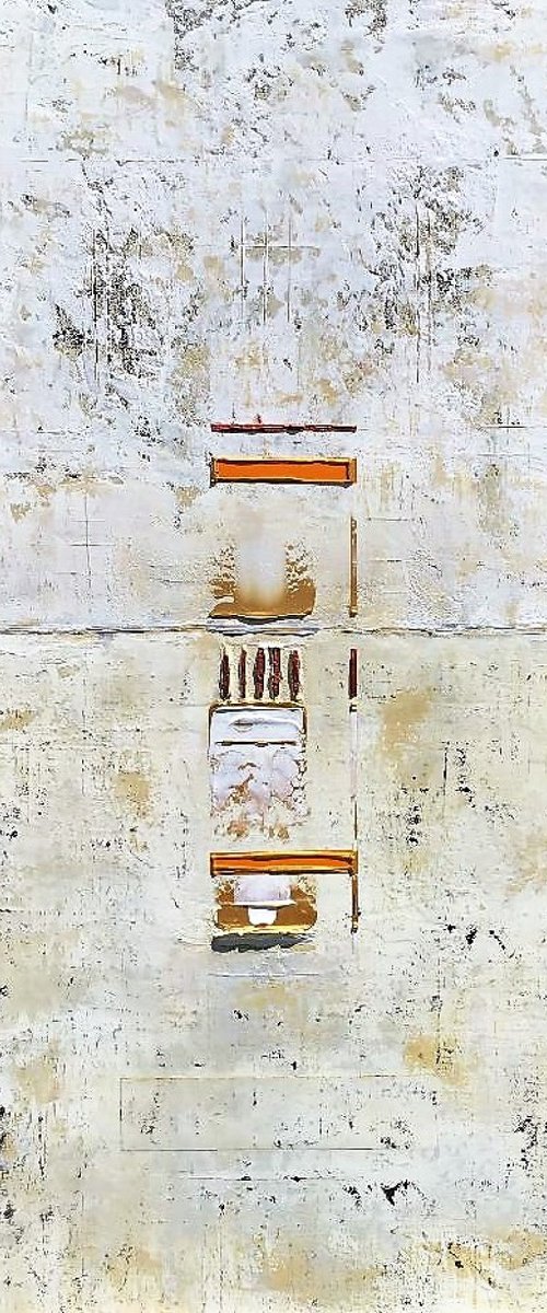Primitive Abstract Gold Copper Orange Marks by Robert Lynn