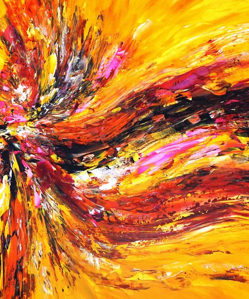 Yellow Red Abstraction E 4 by Peter Nottrott