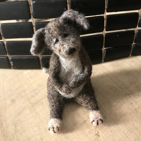 Wilmur, felted wool dog