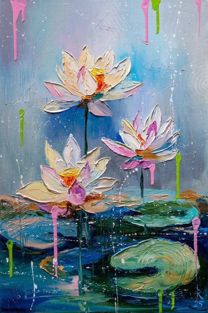 Impressionistic Botanical Oil Painting By Liubov Kuptsova, 16 X 24", Tranquil Awakening, Original Artwork