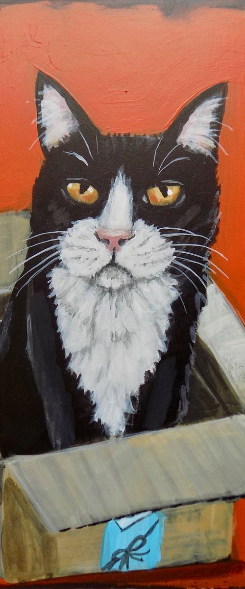 Cat in a blox painting called 'My Happy Place' by Victoria Coleman