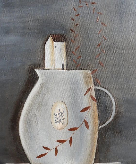 The plants vase with house