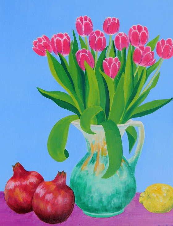 Still life with Pink Tulips