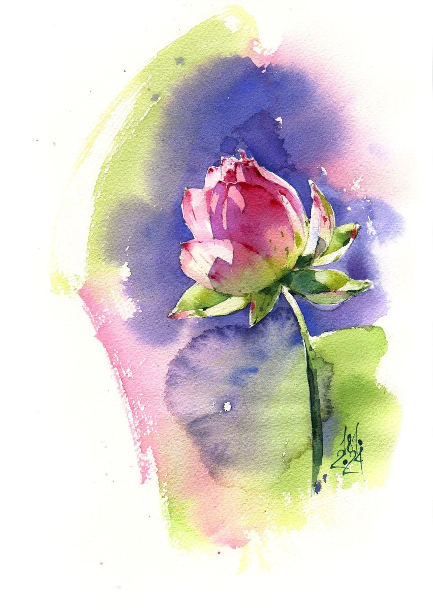 Impressionistic Botanical Watercolour By Ksenia Selianko, 8 X 12", Follow Your Path, Original Artwork