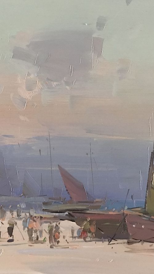 Seashore, Original oil painting  Handmade artwork One of a kind by Vahe Yeremyan