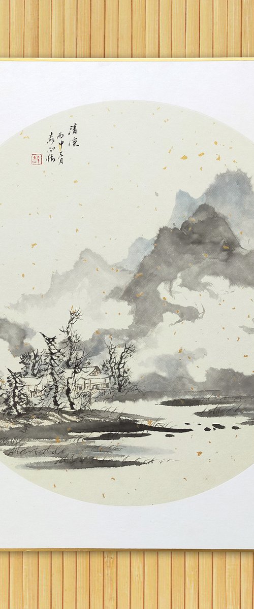 XUAN ART - Chinese landscape painting 43*43cm - 02 by RAN HAO