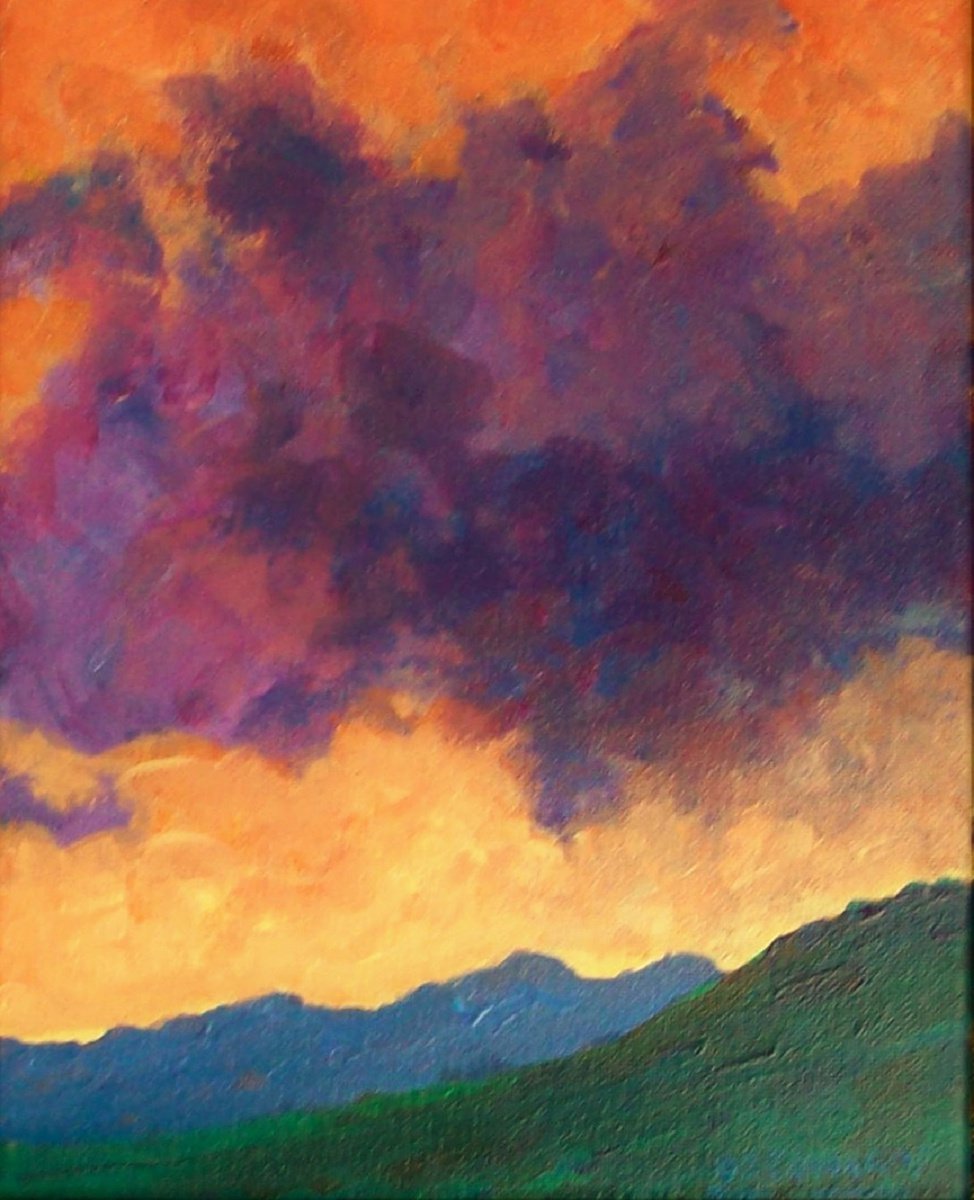 Impressionistic Landscape Acrylic Painting By David J Edwards, 8 X 10, Evening Drama, Rocky Mountains, Original Artwork