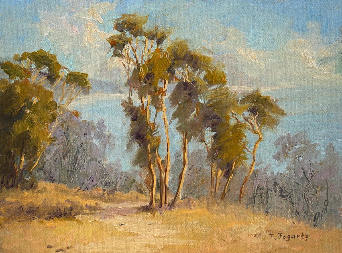 Impressionistic Landscape Oil Painting By Tatyana Fogarty, 12 X 9", Laguna Breeze Landscape, Original Artwork