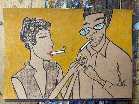 Smoking woman and man