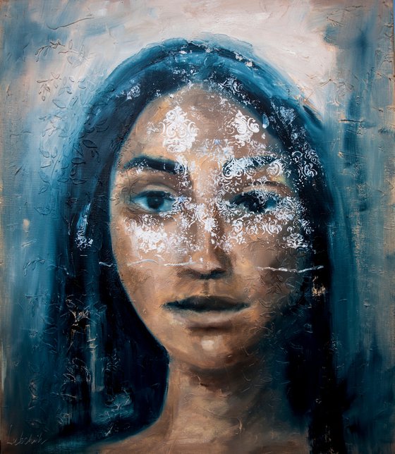 Abstract portrait of woman oil painting