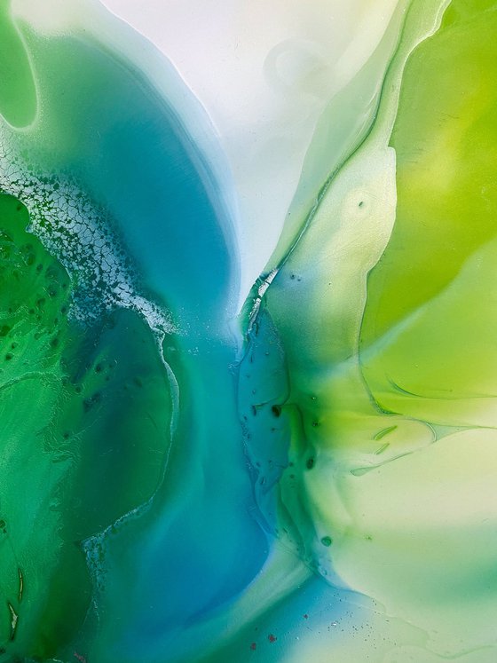 Emerald Silver Abstract Art