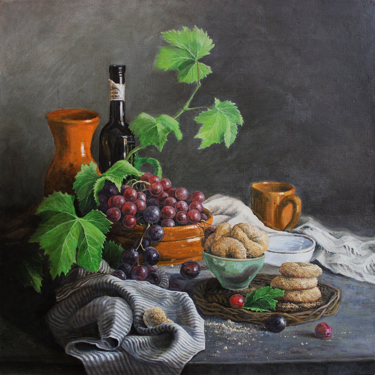 Still life with grapes by Linar Ganeev