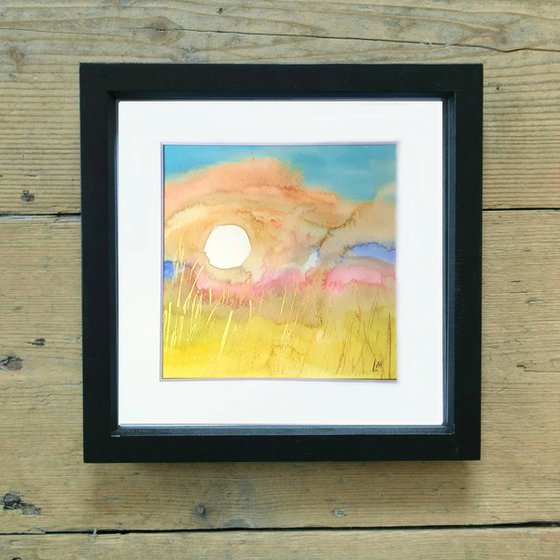 Sun study Two - mounted watercolour, small gift idea