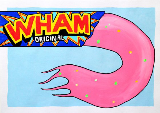 'Wham Bar' Retro Sweets Pop Art Painting On Unframed A3 Paper