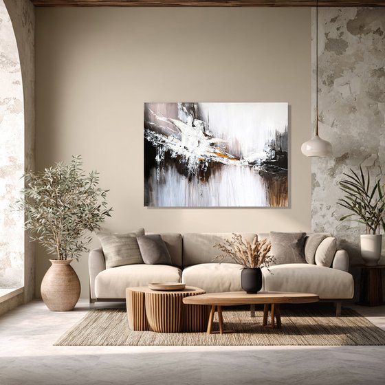 White Surge Over Dark Ground-Black White