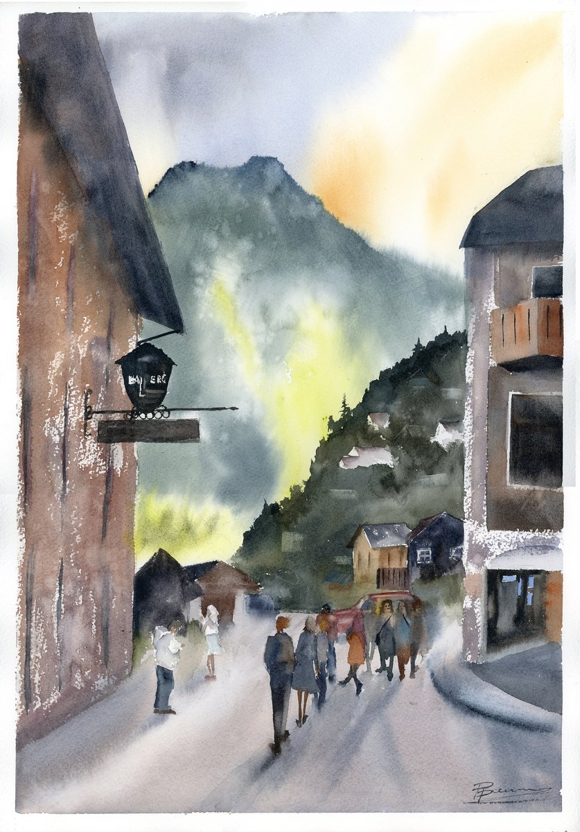 Evening Stroll in Hallstatt by Olga Tchefranov (Shefranov)