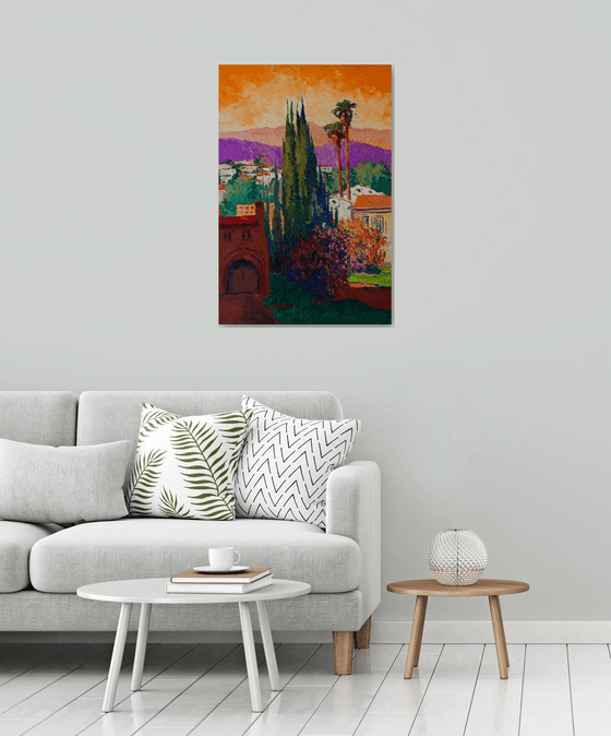 Evening and Cypresses
