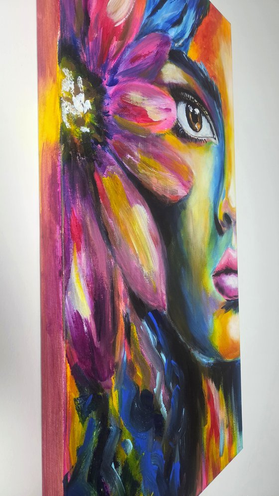 Radiant Soul - Floral Portrait Painting