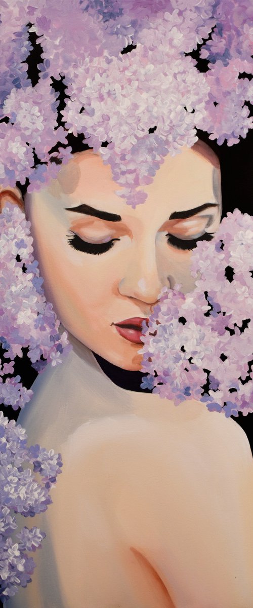 Girl and lilac blossom by Elina Zelena