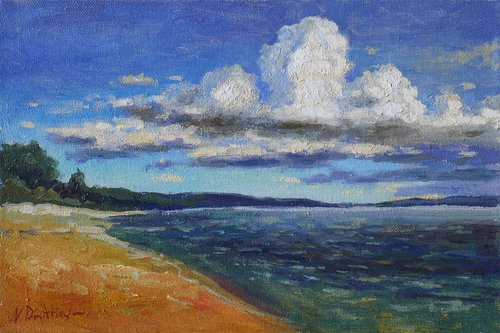 Clouds and Sea - sea landscape painting by Nikolay Dmitriev