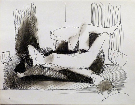 Nude lying on the Bed 3, 25x32 cm