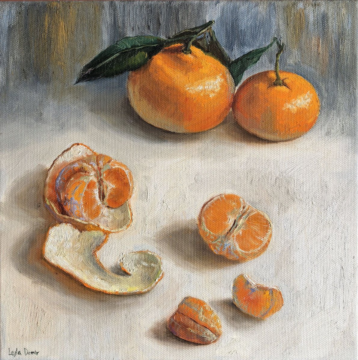 Tangerines In Glass Bowl By Leyla Demir, 12 X 12, Artwork For Sale On Artfinder