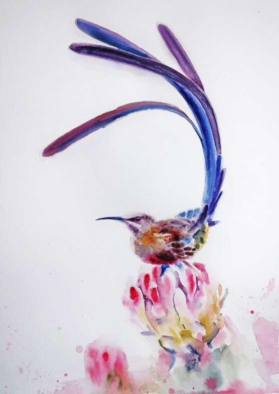 Bird on flowers