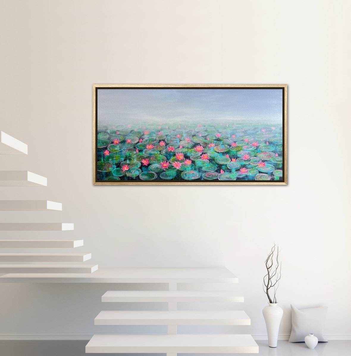 Impressionistic Landscape Acrylic Painting By Amita Dand, 48 X 24, A Moment Of Infinity, Original Artwork