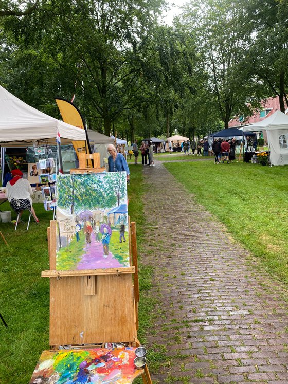 People walking at art festival