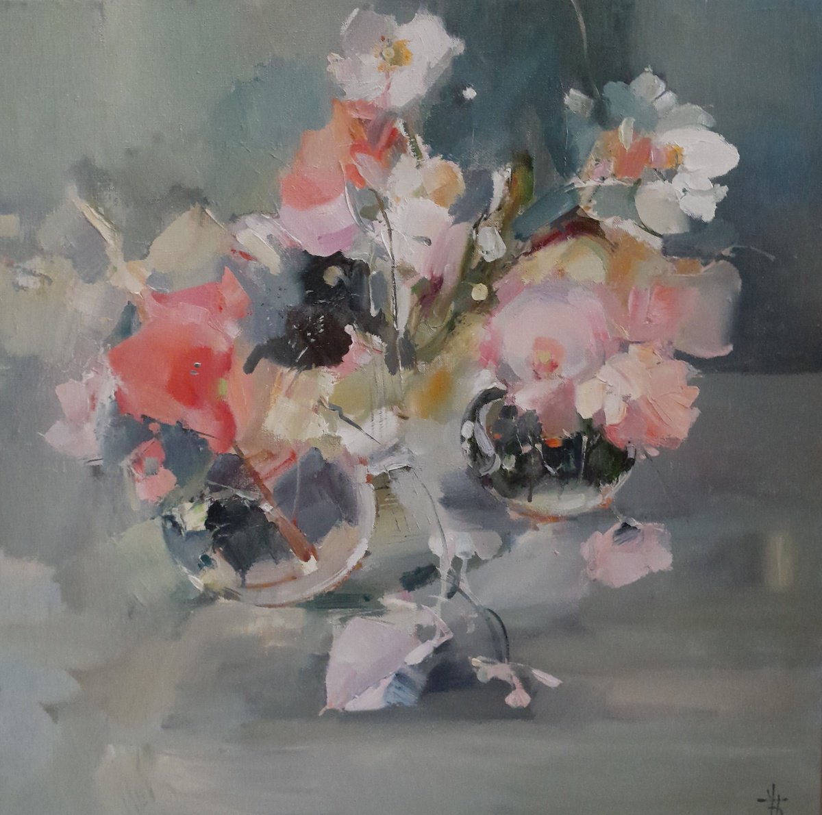 Impressionistic Botanical Oil Painting By Tatyana Barinova, 25 X 25", November