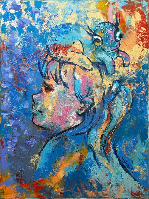 ORIGINAL painting 24"x18" A Nature Lover by Gabriella DeLamater