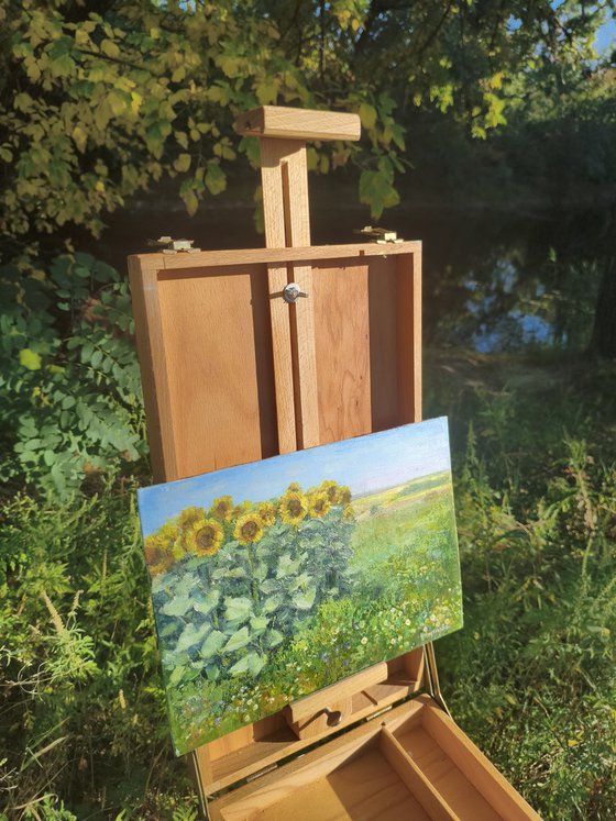 Landscape with sunflowers