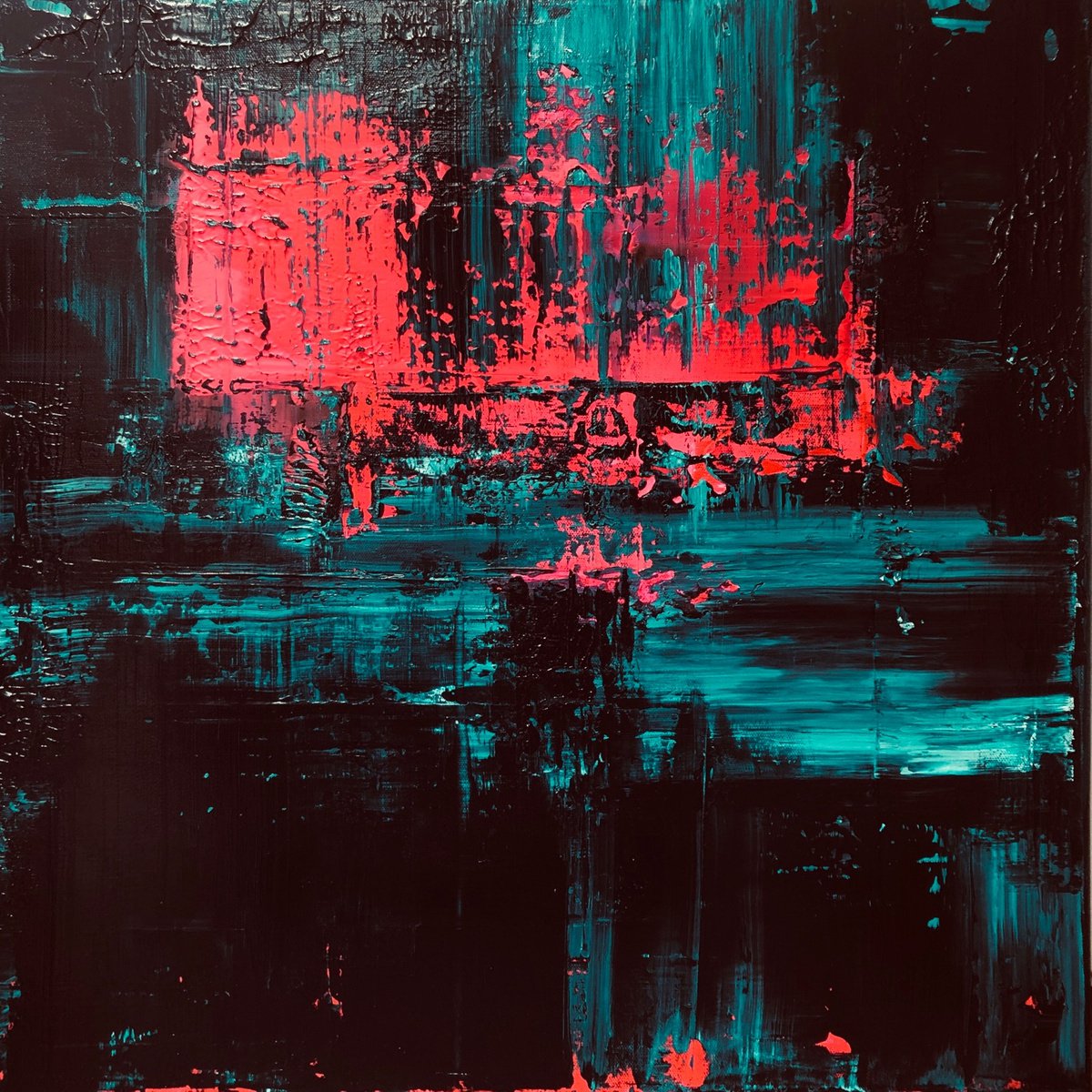 Turquoise/Pink Abstract #216 by Anabel Campbell