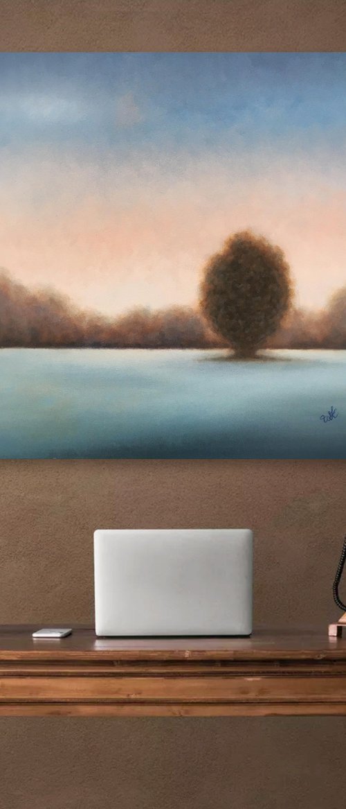 An Oak at an Empty Field by Waldemar Kaliczak