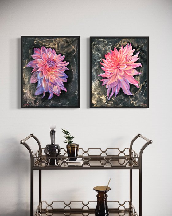 Shining Dahlias Diptych