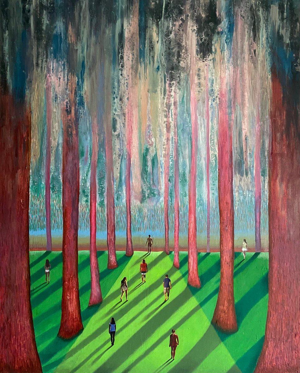 Surrealistic Landscape Painting By Stefano Pallara, 24 X 30", Broken Hearts And Shattered Souls N.8, Original Artwork