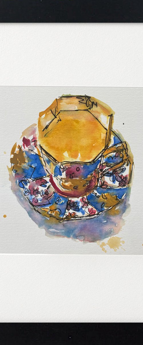 Teatime cup 3 framed by Teresa Tanner