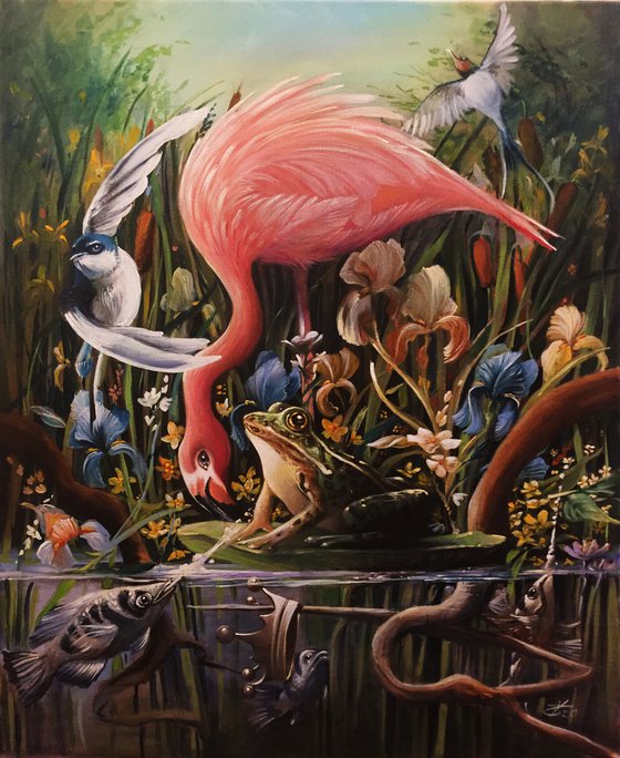 Swamp king - original acrylic on canvas 50 x 61 cm /20 x 24 inches