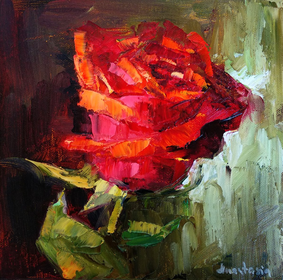 Textured red rose by Anastasia Art Line