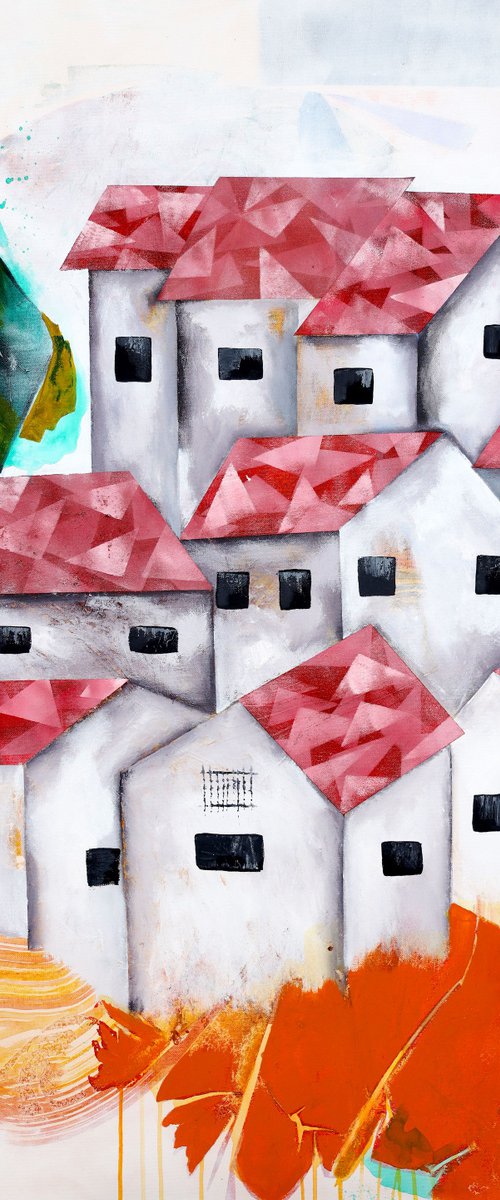Red Roofs 22 by Poovi Art