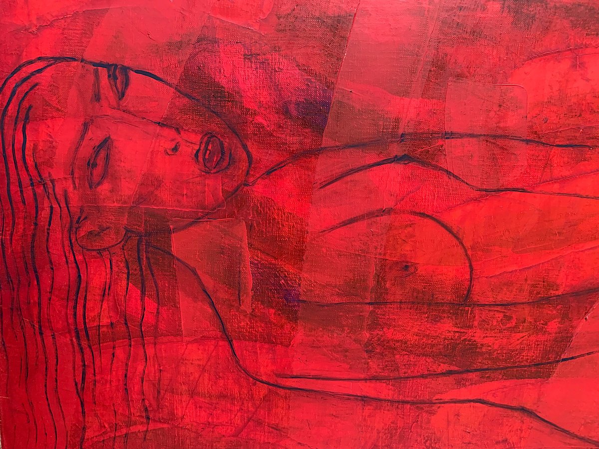 Abstract Acrylic Painting By Gago Chtchyan, 39 X 19, The Perception Of Love, Original Artwork